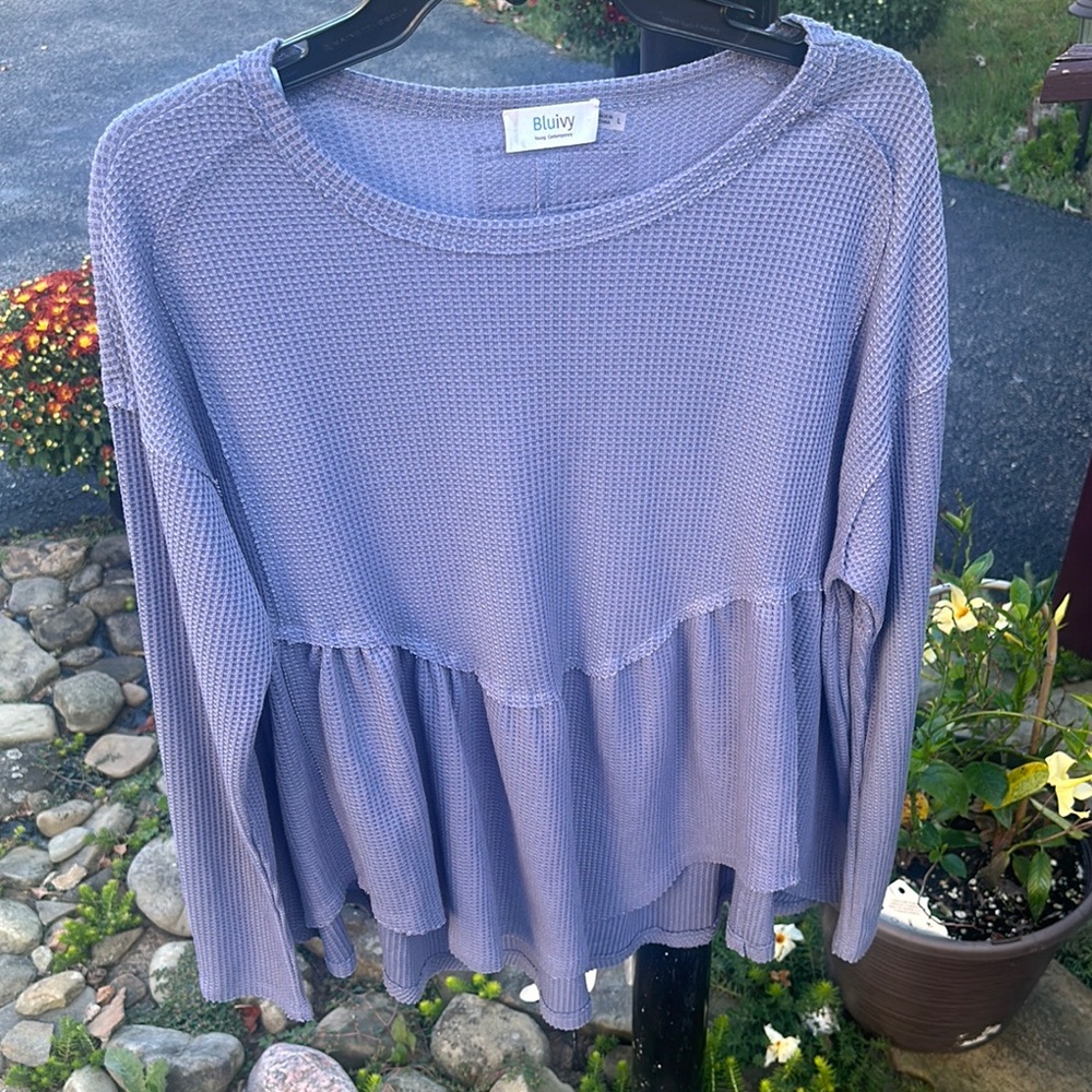 Bluivy Women's Purple Waffle Knit Top